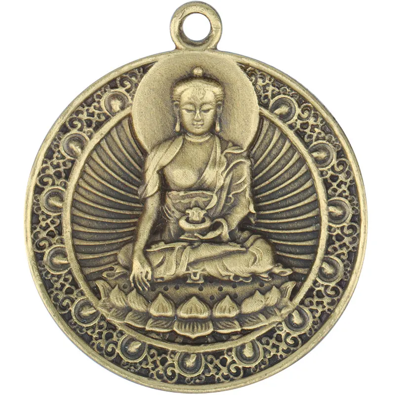 Tibetan Buddhist Amulet and Magic Vessel Brass Necklace Pendant of Ludu Mother's Heart Curse Buddha Brand