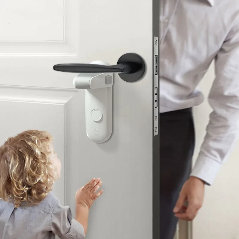 Universal Kind Sicherheit Tür Hebel Griff Schlösser Schützen Baby Haustier Zimmer Schrank Riemen Kinder Klebstoff Rotation Proof Latch Tragbare