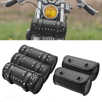 Universele Motorfiets Gereedschapstas Voorvork Stuur Zadeltas Rolloop Racing Tail Barrel Opslag Voor Harley Chopper Bobber