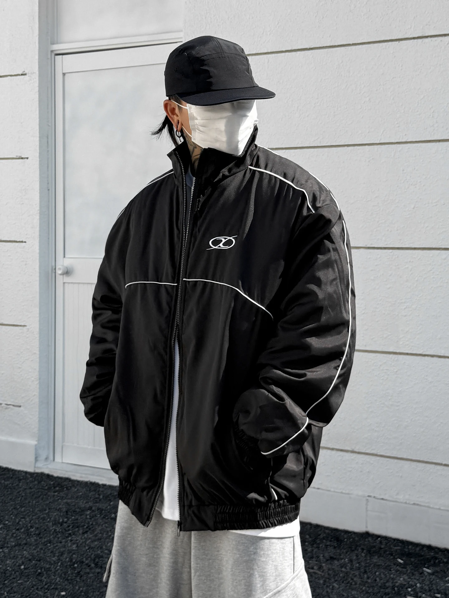 Casual American Sports Style Stand Collar Jacket Men's Loose Fit Versatile Trendy Brand Outerwear Warm Polyester/Nylon Compos...