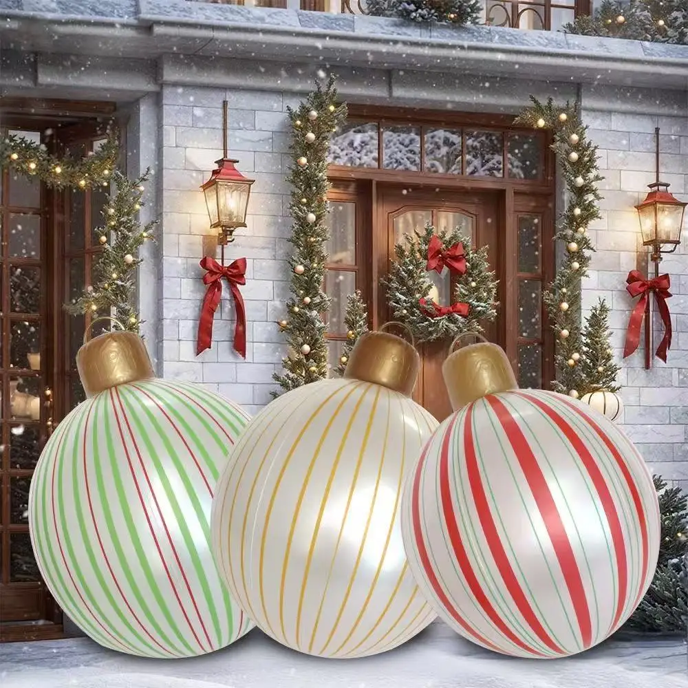 

Classic Inflatable Stripped Balls for Christmas Decorations Creative New Mall Office Home Decor Xmas Gift yard Garden Pearl Ball
