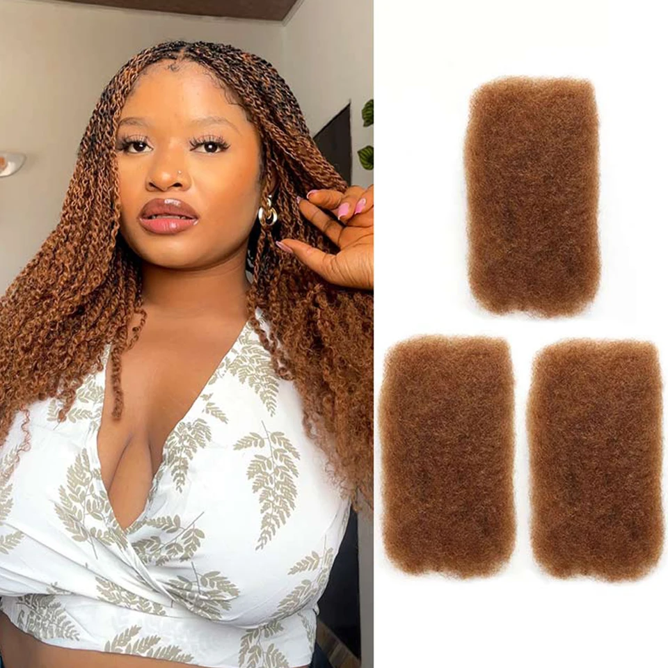 Sleek Remy Afro Kinky BULK Human Hair สําหรับ Braiding บราซิล DreadlockTwist Braid ผม Qvr นุ่มน้ําหนักเบา Natrual สีน้ําตาล