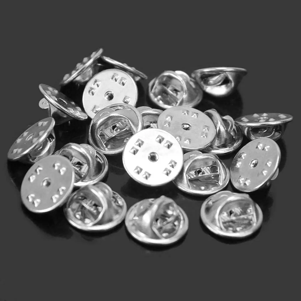 

50/100pcs Pin Backs Sliver Lapel Pin Backs Butterfly Clutch Replacement Metal Enamel Brooch for DIY Badge Jewelry Craft Making