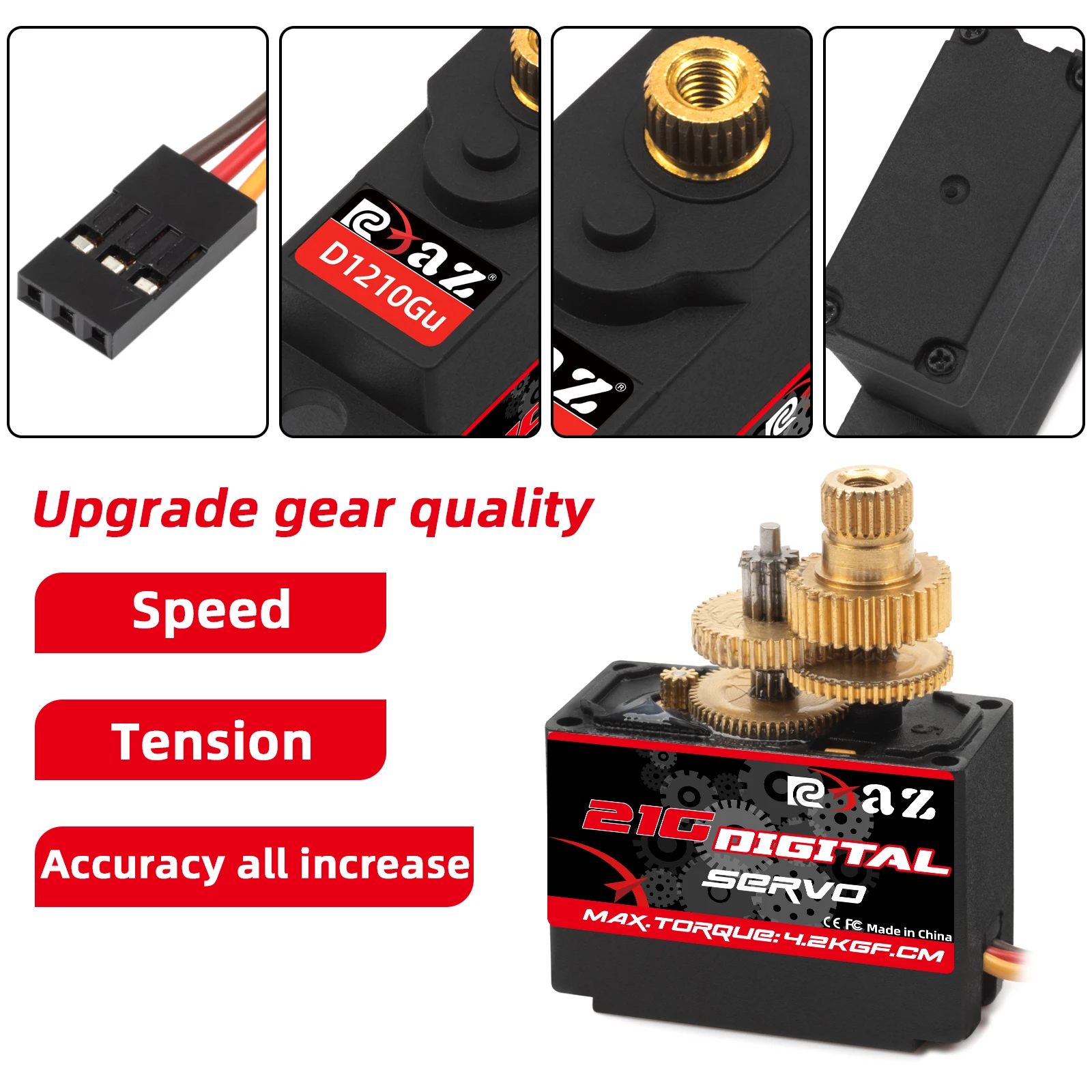 RCXAZ 21g metal gear micro mini servo 180 alto torque, adequado para carros RC, aeronaves Slash RC e robôs
