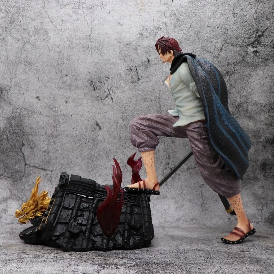 32 cm Neue EIN STÜCK Anime Figur Shanks Umfang PVC Modell Szene Statue Desktop Dekoration Ornamente Kinder Weihnachten Geschenke Spielzeug