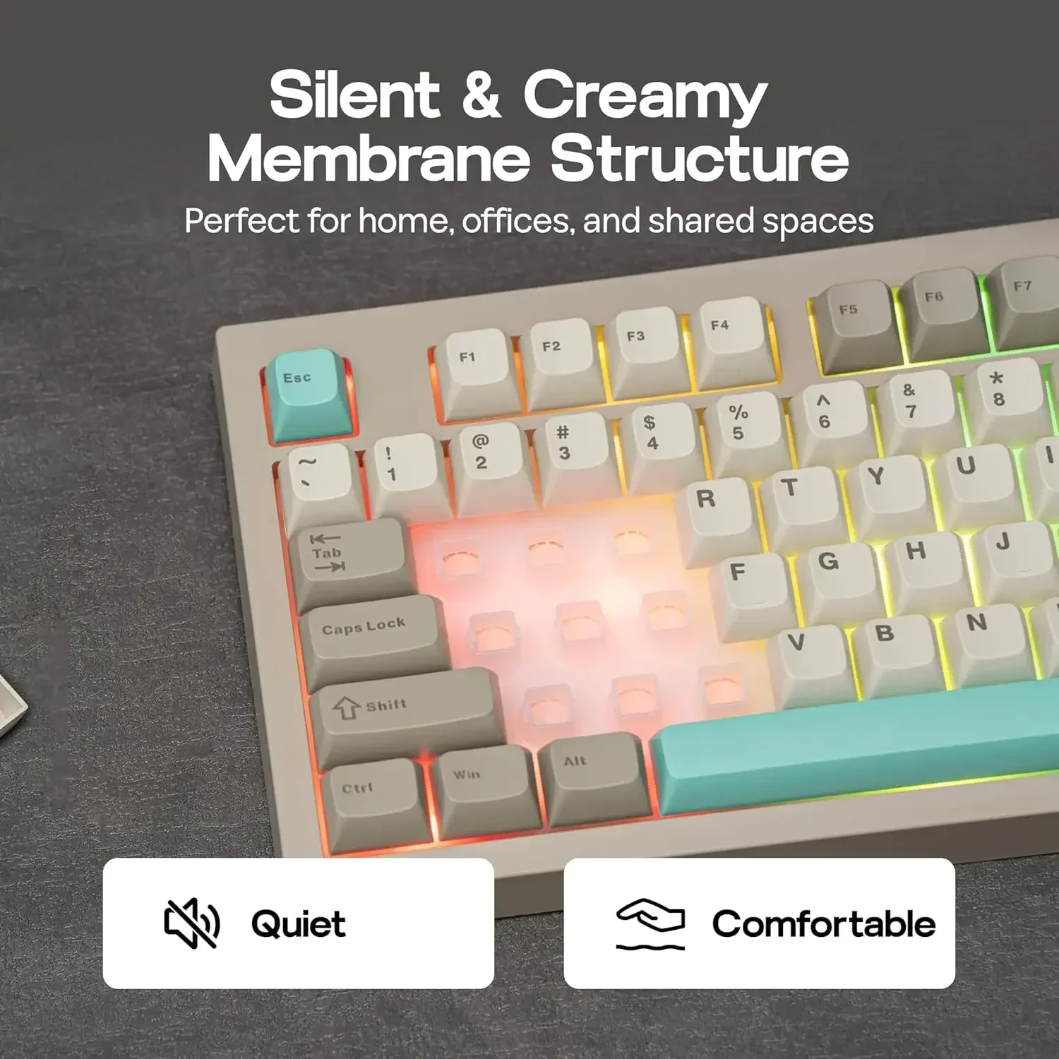 AULA S102 Membrane Gaming Keyboard 100% Full Size Layout USB Wired Silent Keyboard W/ Number Pad RGB Backlight for Office Typing