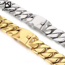 31mm Big Heavy Chunky Cuban Bracelet & Necklace Jewelry Set - 316L Stainless Steel - KB49305-D