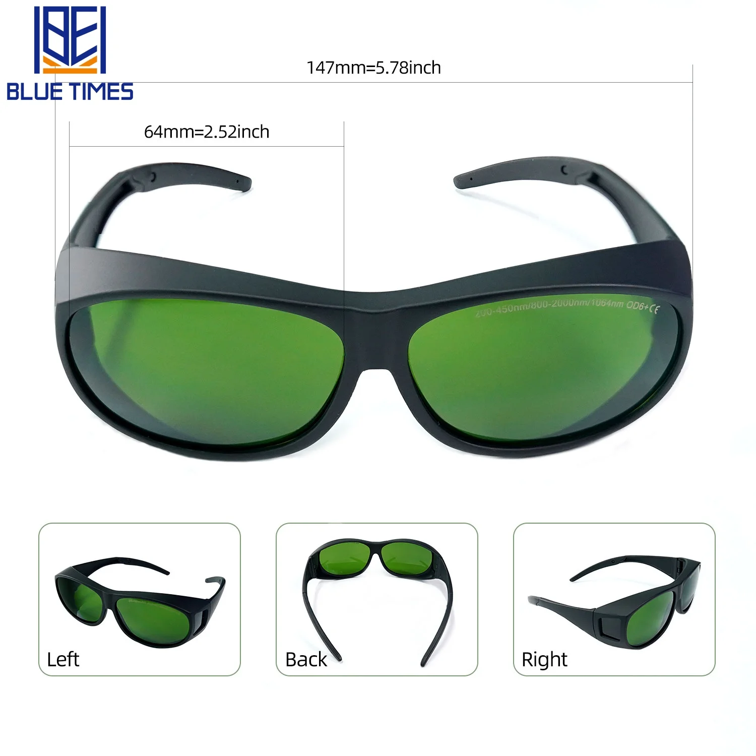 نظارات حماية ليزر عالية الجودة من Bluetimes D OD6 + CE 1064nm نظارات واقية لآلات ألياف الليزر 190-420nm و850-1300nm #3