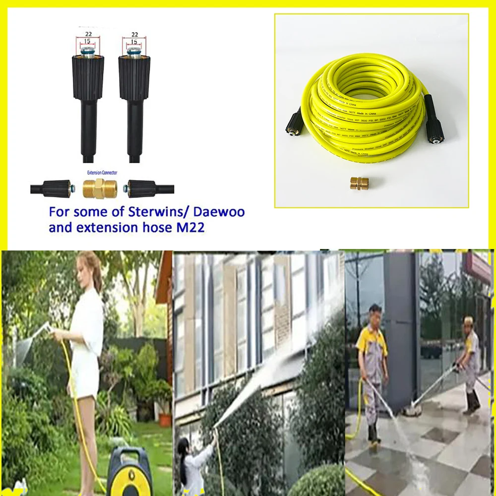 0.5M~30M high-pressure cleaning hose, car wash hose, terrace garden cleaning hose with quick connect kit M22-15mm accessories