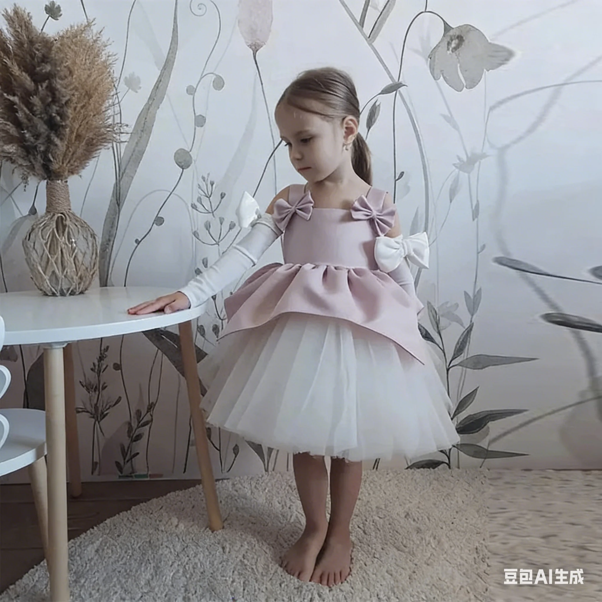 

Платье для девочки на заказ, розовое, с бантом, для свадьбы, дня рождения, первого причастия