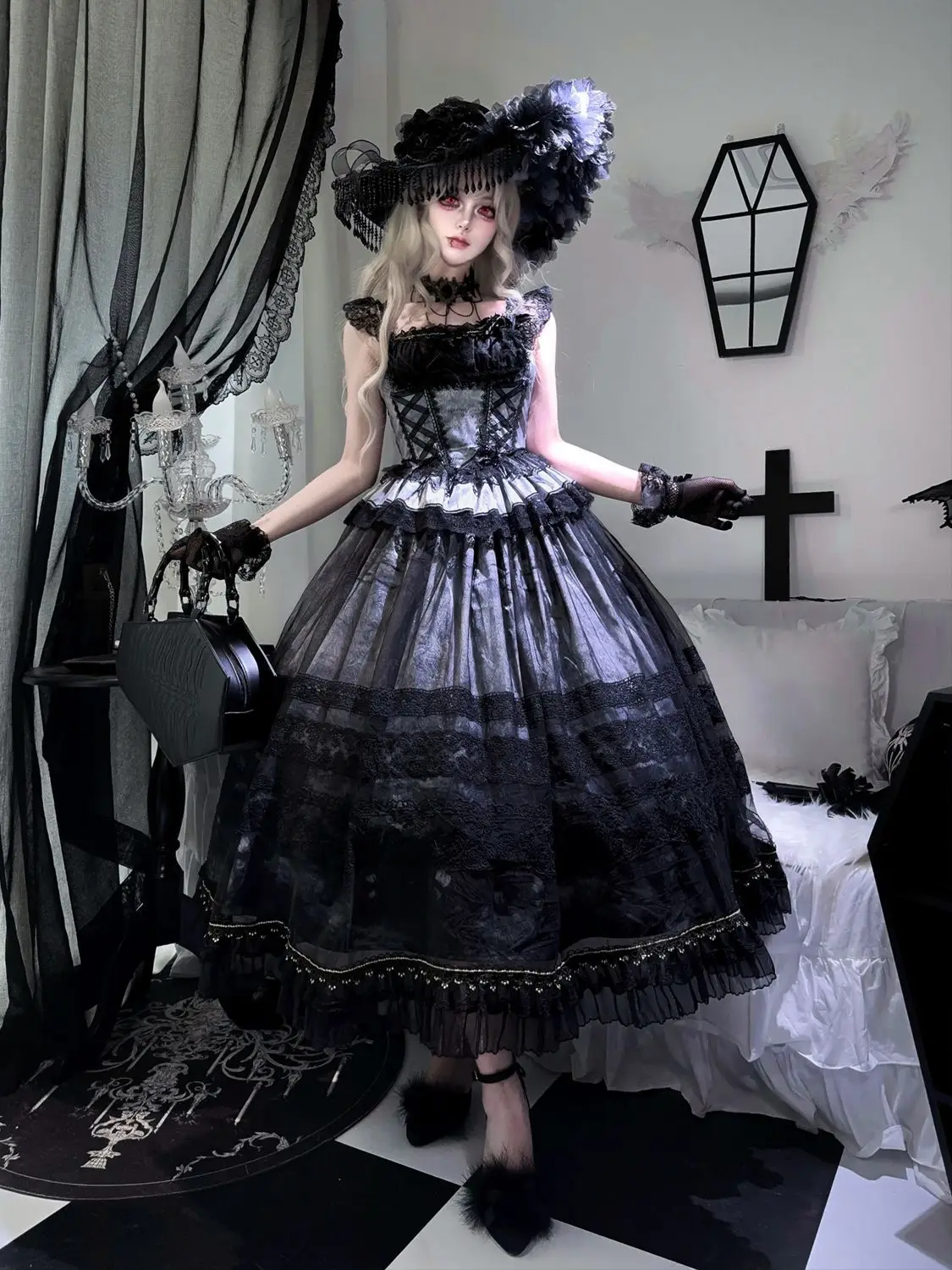 

​ ​ ​ ​ ​ ​ ​ Платье Coalfell "Foggy Grape Garden" ~ Оригинальное платье Лолита в стиле принцессы, элегантное, с бретелями, для женщин, для чаепития, в готическом стиле Лолита