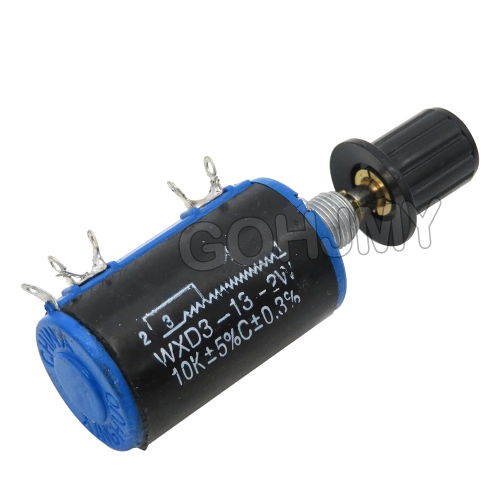 (1PCS WXD3-13 2W Potentiometer + 1PCS Black knob)100 200 220 680 1K 2.2K 3.3K 4.7K 5.6K 6.8K 10K 22K 33K 47K 100K Ohm WXD3-13-2W