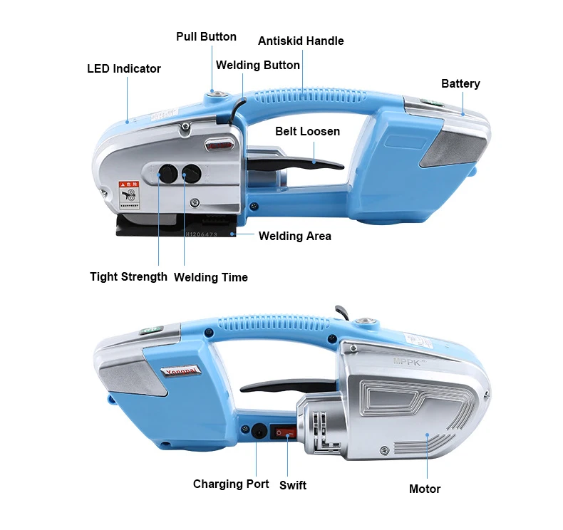 

Hot Melt Welding Plastic Steel PP PET Rope Electric Strapping Packaging Machine