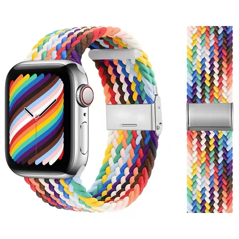 Braided Solo Loop For Apple Watch Ultra 2 Band 49mm 45mm 40 41mm 44 mm Nylon Elastic Bracelet iWatch Series 9 8 7 SE 6 5 4 Strap