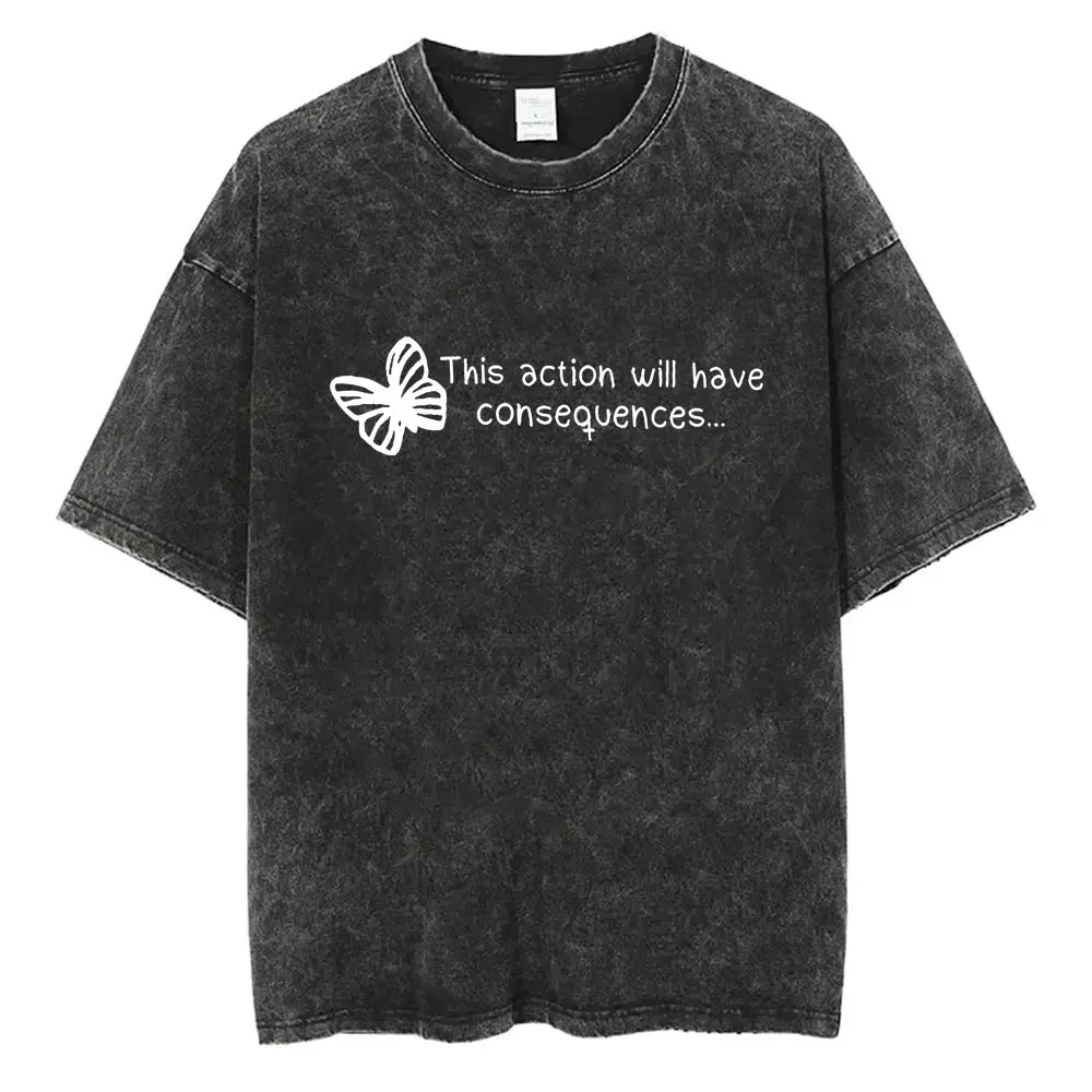 

Game Life Is Strange Vintage Washed T-shirt Men Women Casual Retro Merch T-shirts Male Gothic Rock Oversized T Shirts Streetwear