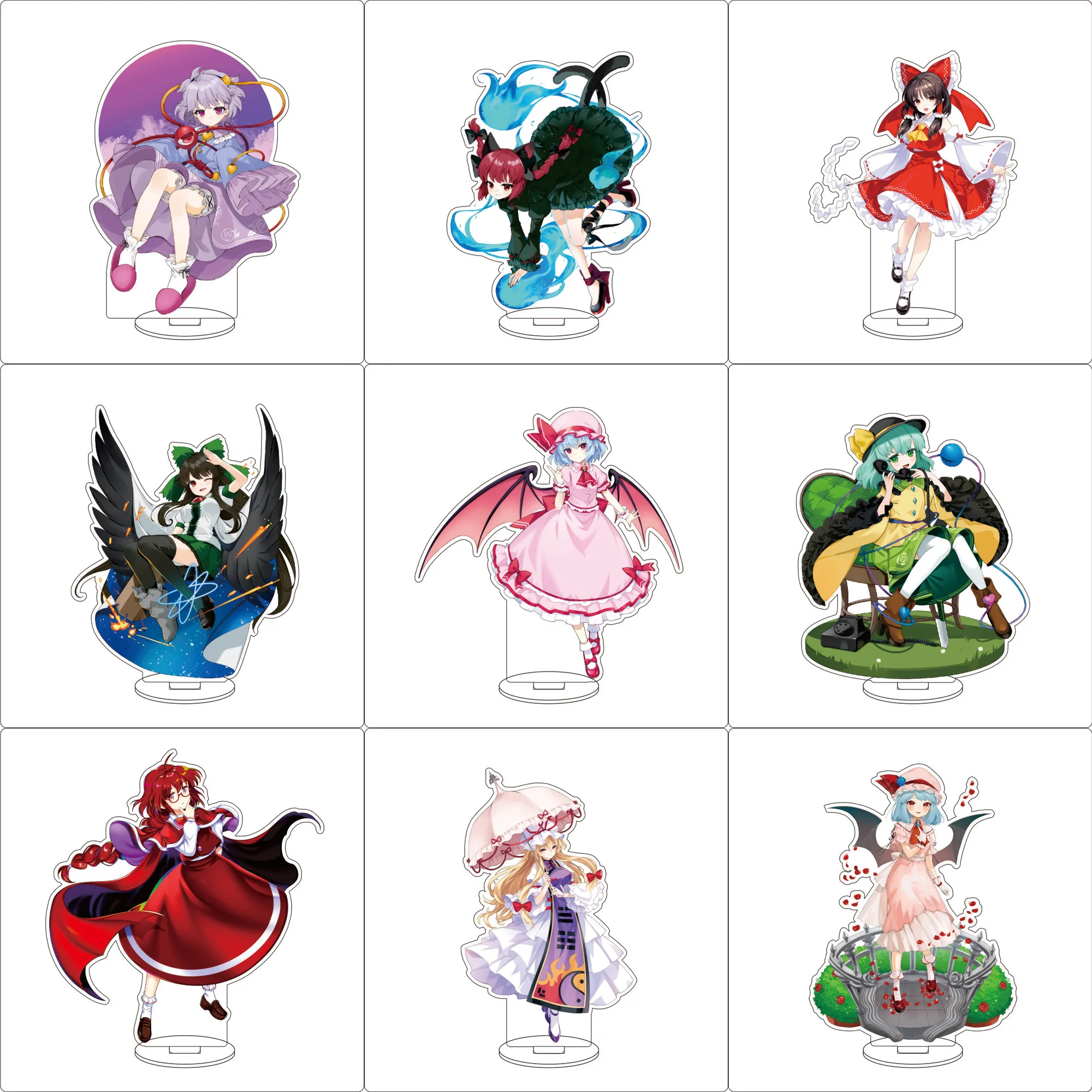 16CM Anime Touhou Project Cosplay adornos Izayoi Sakuya Shameimaru Aya Kirisame Marisa figura soporte regalos de Halloween