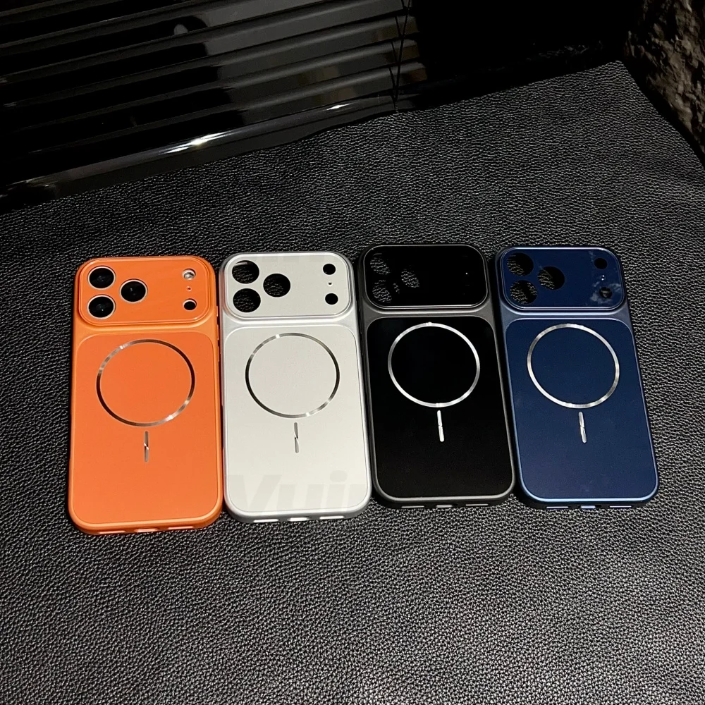 حافظة زجاجية فاخرة للأعمال نافذة كبيرة لهاتف Magsafe Armor لهاتف iPhone 17 16 15 14 13 Pro Max Dazzle حلقة مغناطيسية مضادة للسقوط