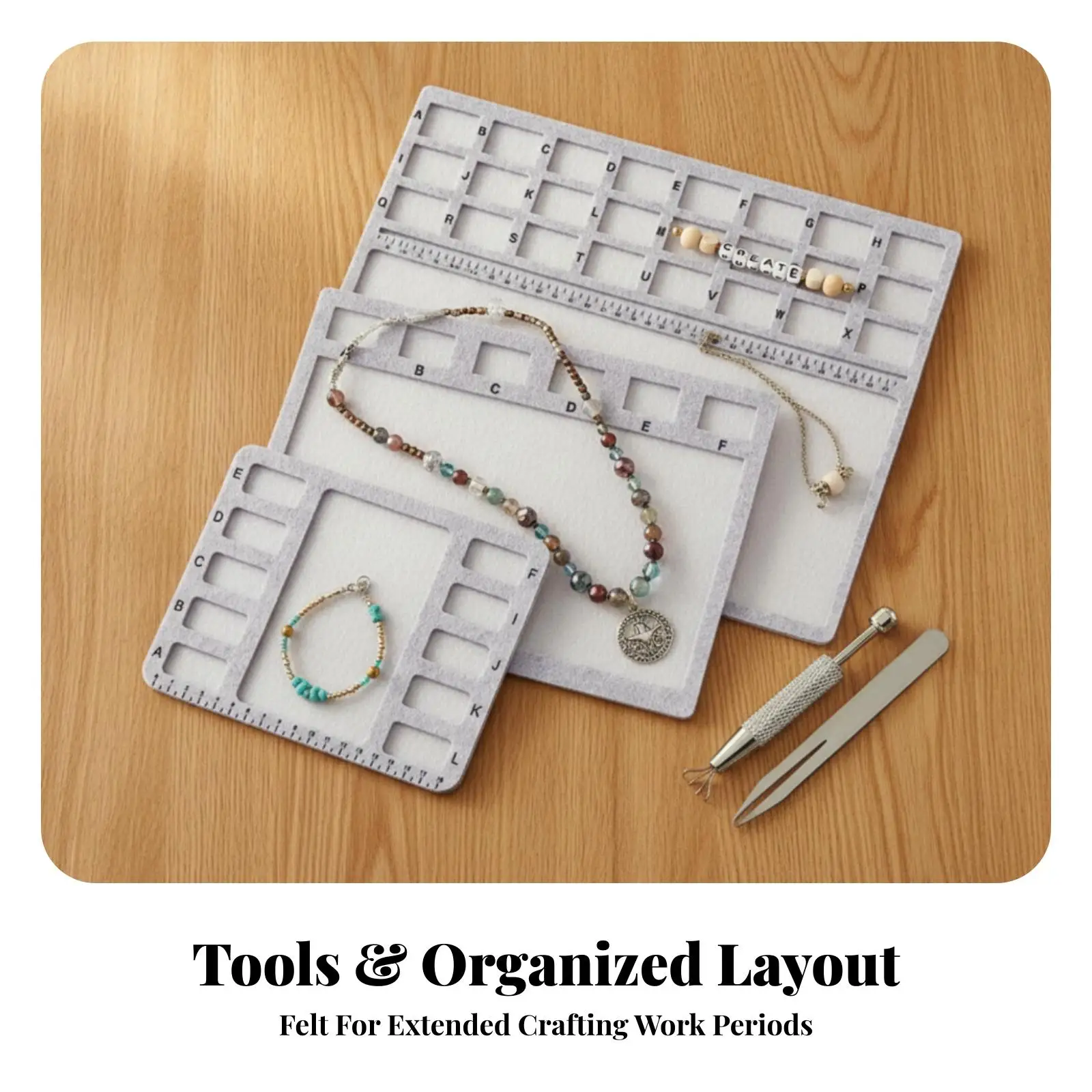 Lightweight Bead Stringing Tray with Ruler and Labels Jewelry Making Organizer for Bracelet Necklace Projects