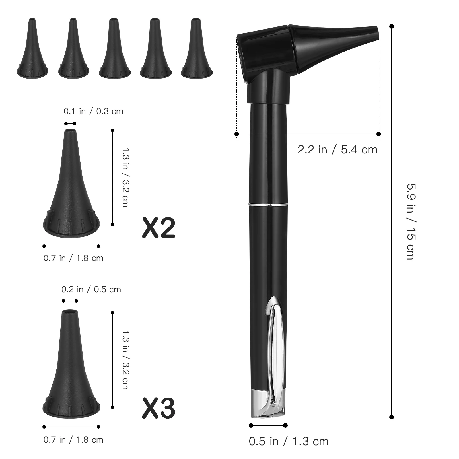 1 Set Diagnostic Otoscope with Replace Tips Ear Magnifying Lens Flashlight LED Light Pen Accessories