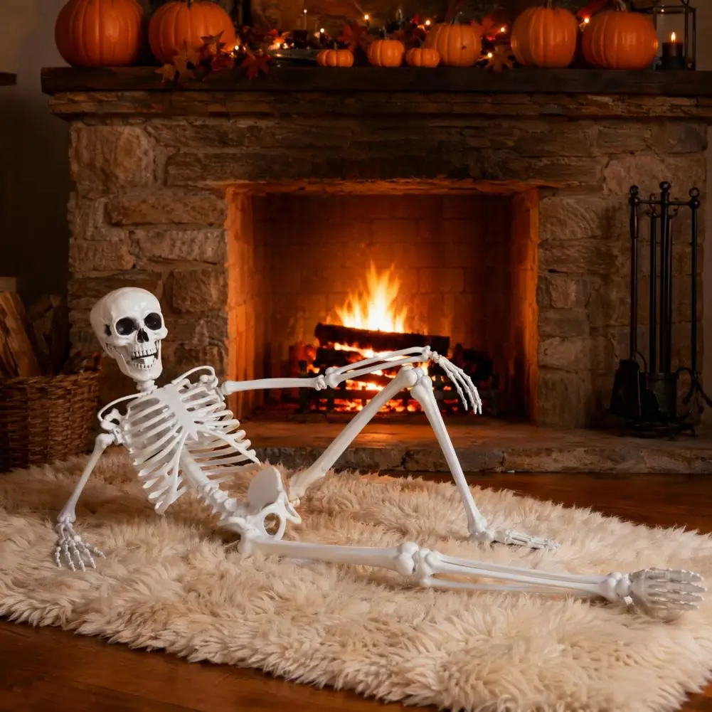 Movable Joint Skeleton Halloween Skeleton Toy 3ft Life Size Halloween Skeleton Prop Full Body Posable Plastic Bones Model