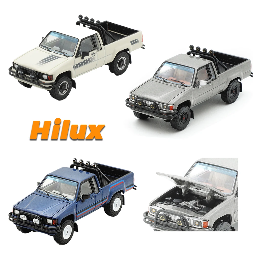 GCD 1/64 Toyota Hilux Left Rudder Pickup Truck Model Diecast Car Collection Toy Station Vehicle with Display Box Gifts