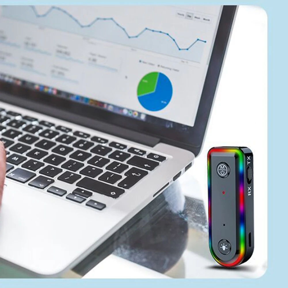 Colorful Wireless Bluetooth 5.3 Receiver Car Music Audio Adapter 3.5Mm Aux Jack Rechargeable Receiver Transmitter