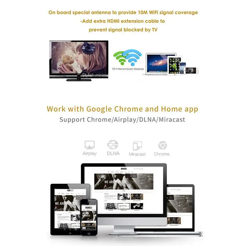 TV Stick AnyCast M9 Plus Miracast Airplay HD 1080P WiFi Màn Hình Đầu Thu Phát TV Stick