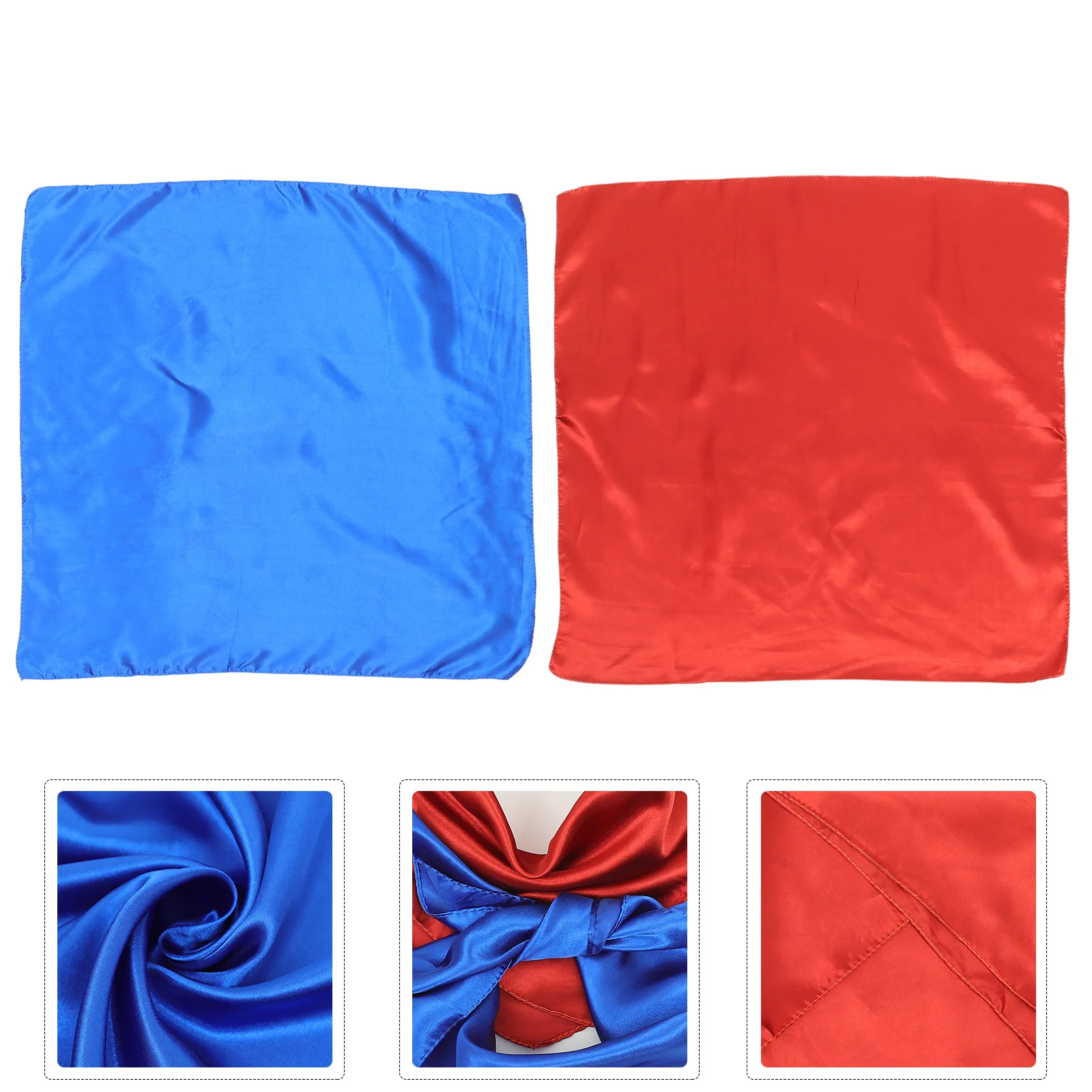 

2pcs Silk-Like Scarves For Women Solid Color Neck Accessory Versatile Hair Scarf Neckerchief Lightweight Lady Scarves