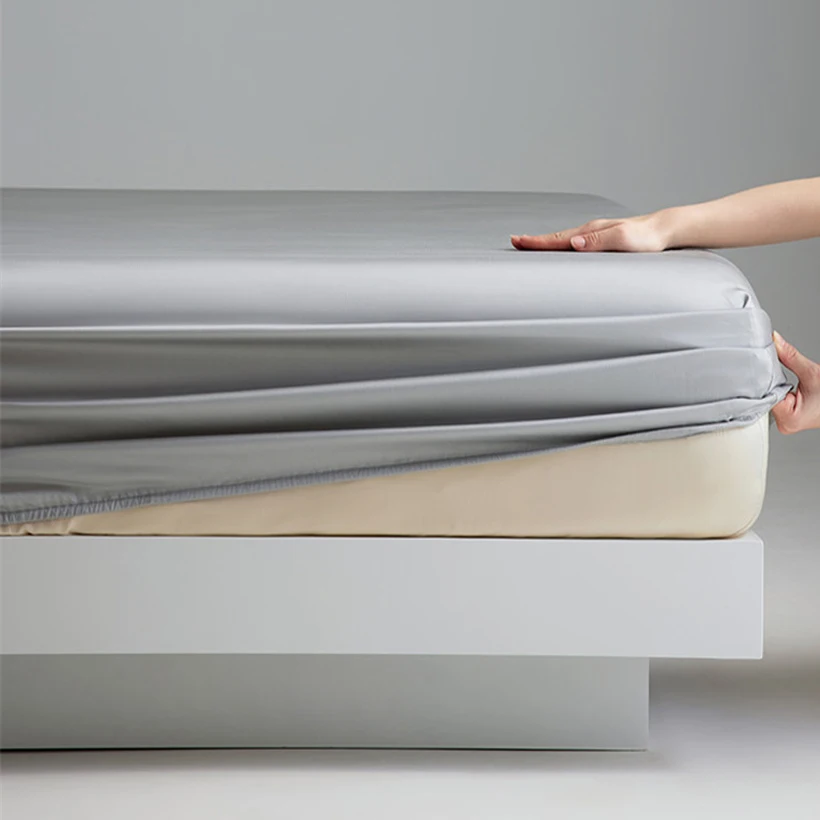 Natural Mulberry Silk Bed Cover Soft Silk Fitted Sheet with Elastic Straps Hypoallergenic Beauty Luxury High-End Bedding Sheets