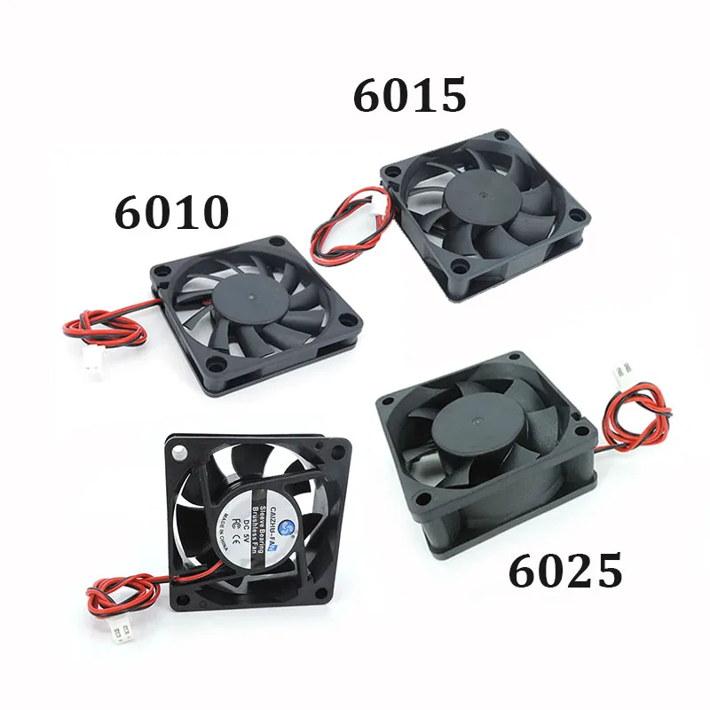 6 سنتيمتر 60 مللي متر مروحة 60x60x10 مللي متر 15 مللي متر 25 مللي متر DC5V/12 فولت/24 فولت 2-pin مروحة التبريد للشاحن ، إمدادات الطاقة ، ومحول التردد #1