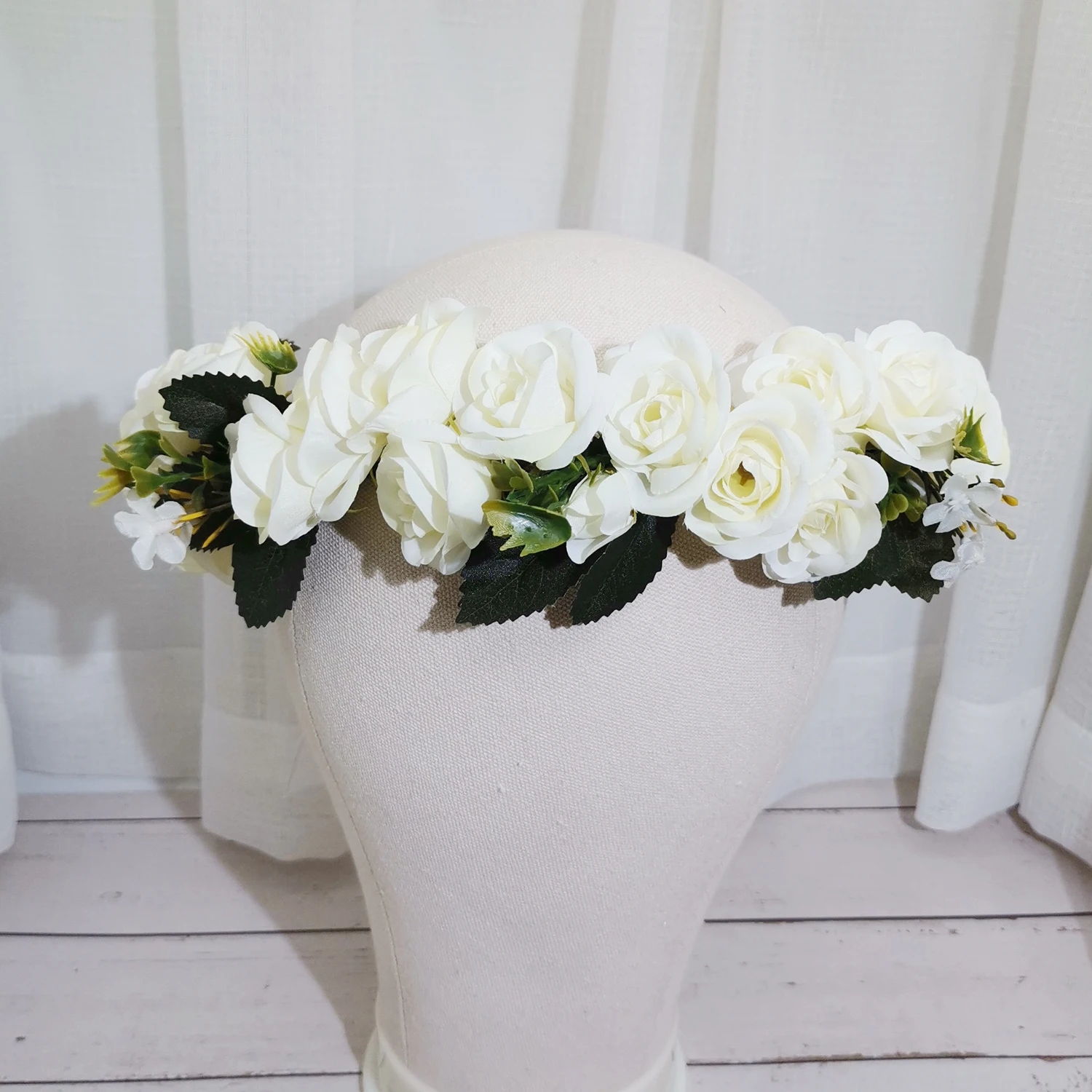 10pcs Wholesale Rose Flower Crown Bride Hairband Wedding Floral Headband Garland Girl Wreath Hair Accessories Party Headpiece