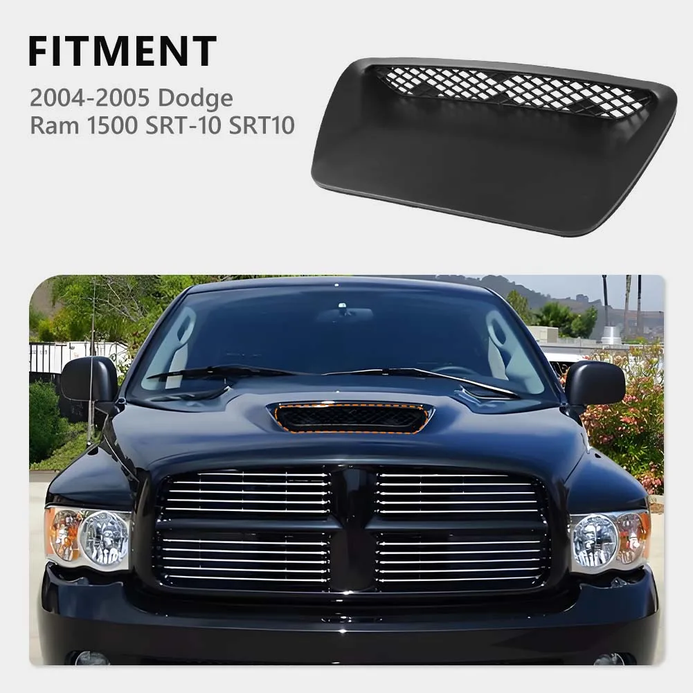 1Pcs Front Bumper ABS Plastic Hood Black Scoop Molding Bezel Insert Vent Paint Grill For 2004 2005 Dodge Ram 1500 SRT-10 SRT10
