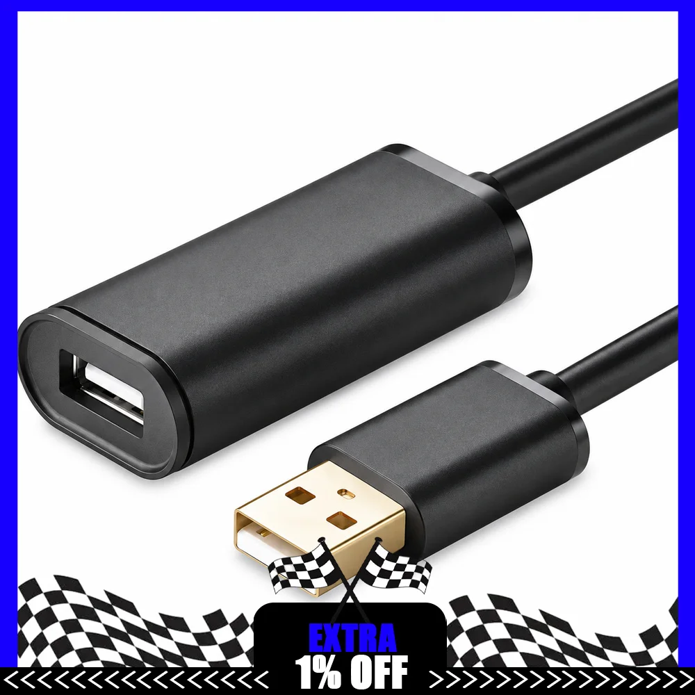 UGREEN 10319 5m USB 2.0 Active Extension Cable, USB-A Male to Female Signal Repeater for Keyboard Mouse Printer