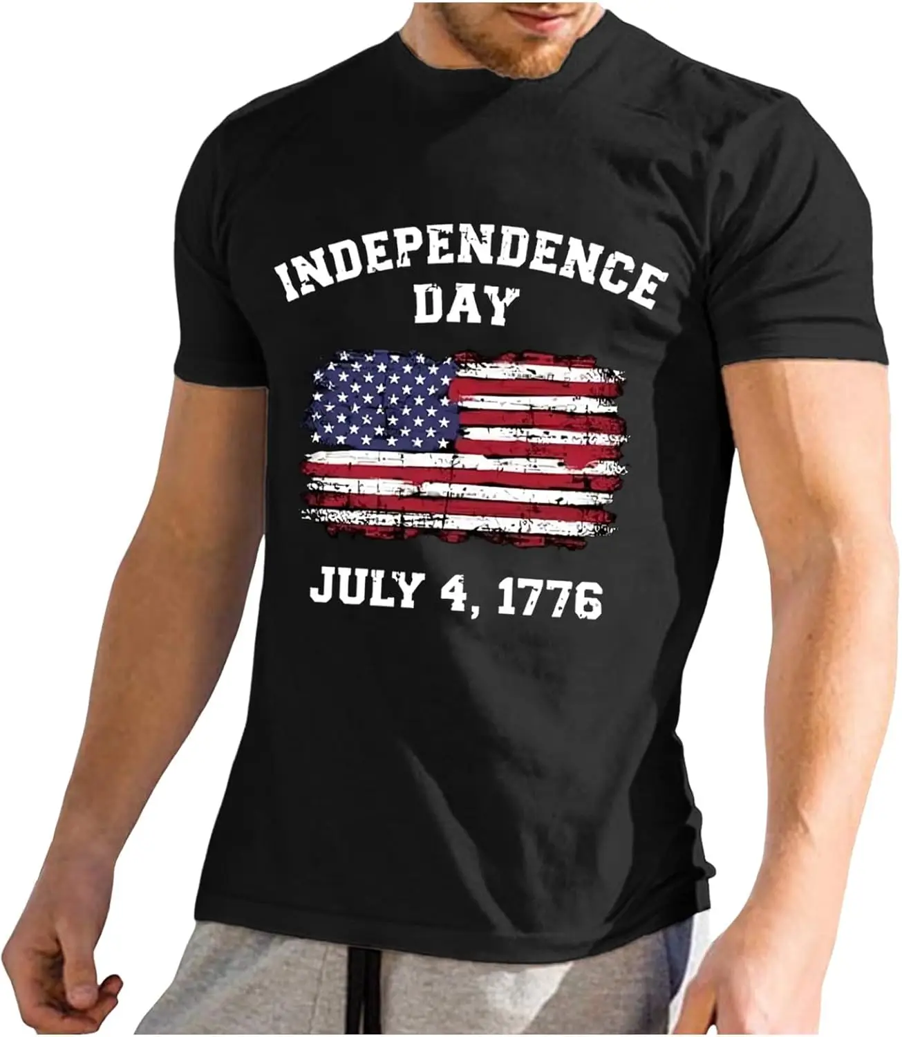 

Alalaso Men's American Flag Patriotic 1776 Shirt American 4th of July Short Sleeve Independence Day T-Shirt Graphic Tees 2024