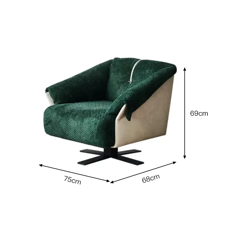 Fashion Furniture Office Sofa Living Room Furniture Sofa Set Modern Rotatable Stainless Steel Frame Lounge Chair with