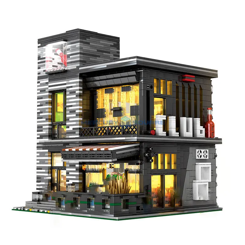 The Pub & Restaurant Modular MOC 86008 Bar Club Model Building City Street View Blocks Bricks Set DIY Toy Christmas Gift Kids