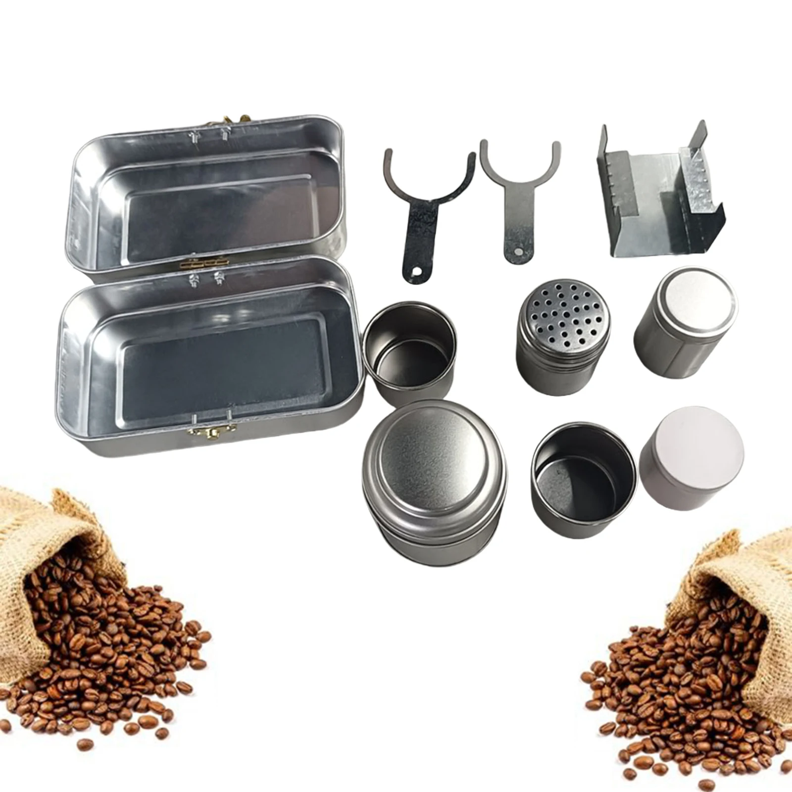 Conjunto de copos de acampamento reutilizáveis, canecas de café de acampamento, aço inoxidável, ornamento colecionável, mochila, kit de café para acampamento, viagem, cozinha