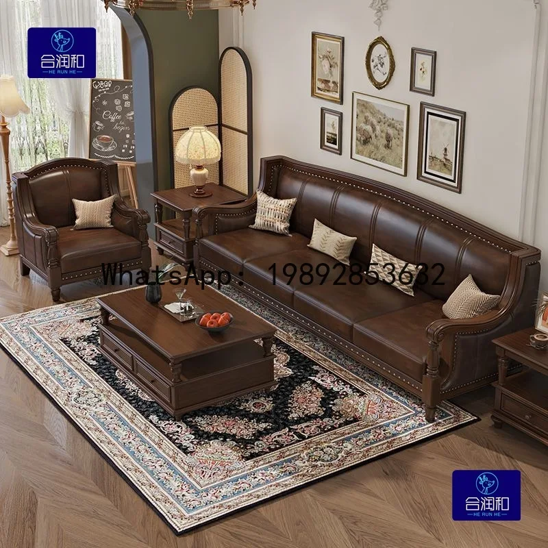 

a-15classy sofa classical style sofa cowhide sofa combination solid wood