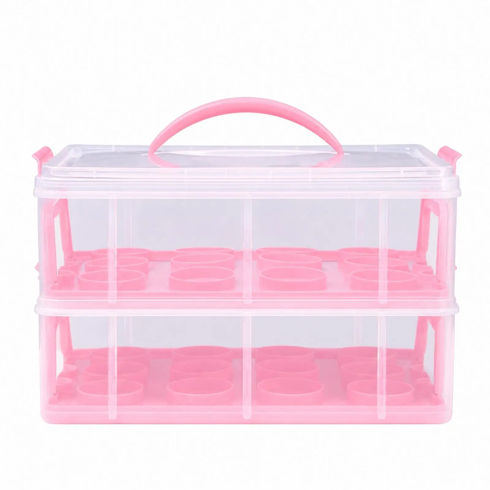 Portable Cupcake Transparent Container for Bakery Delivery with Stackable Design and Side Lock Clips