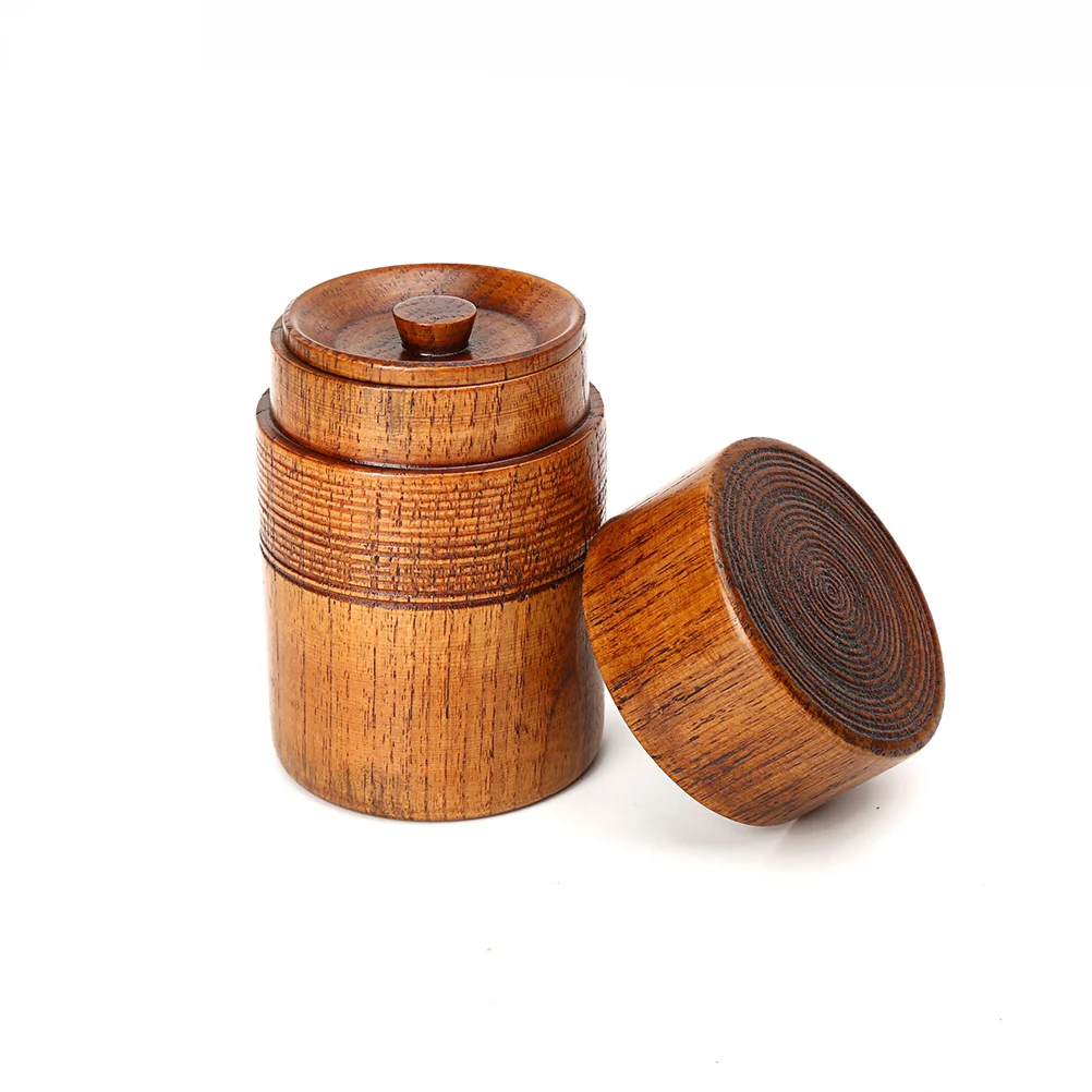 

1pc Wood Tea Container Vintage Sealing Friendly Storage Jar for Dry Food Tea Bucket Mini Wood Container Retro Style