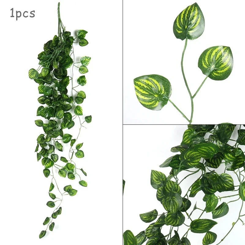 90cm Artificial Plants Creeper Green Leaves Wall Hanging Ivy Leaf Garland Home Garden Decoration Wedding Party DIY Fake Vine