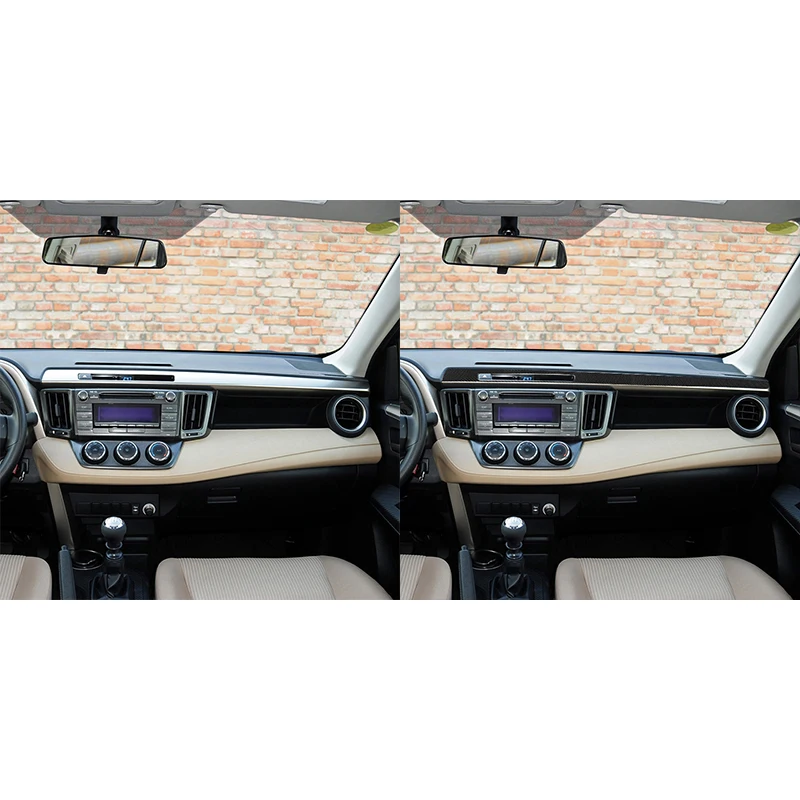 For Toyota RAV4 2013 2014 2015 New Carbon Fiber Interior Passenger Dashboard Decoration Sticker Decal Car Accessories