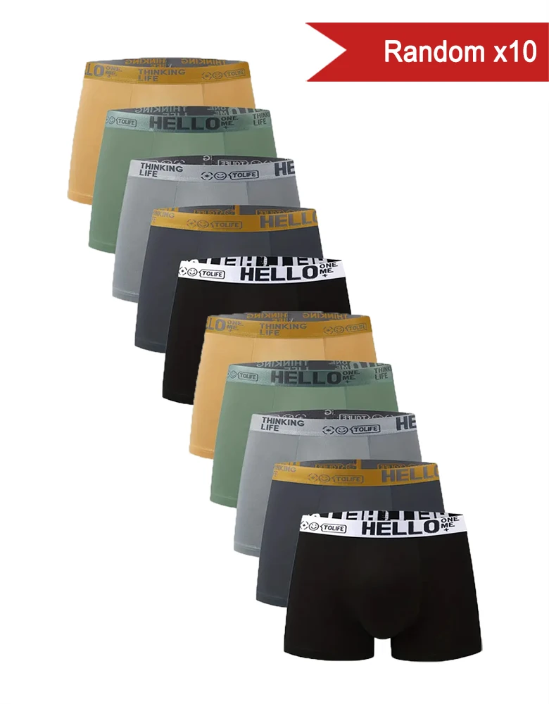 Random 10Pcs Men's Underwear Fashion High Stretch Boxer Shorts Breathable Soft Men's Shorts Comfortable Plus SizeL-4XL