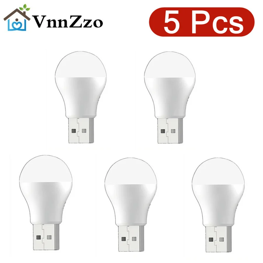 

5pcs USB Plug Lamp 5V Super Bright Eye Protection Book Light Computer Mobile Power Charging USB High lumen LED Night Light