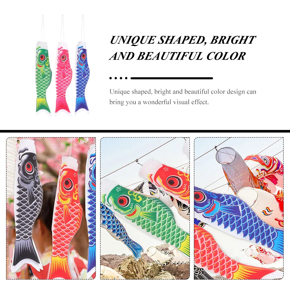 3 Pcs Fish Banner See Outdoor Hanging Decorations Kite Hand Satin Wind Sock Garden Beach Party Socks Clearance