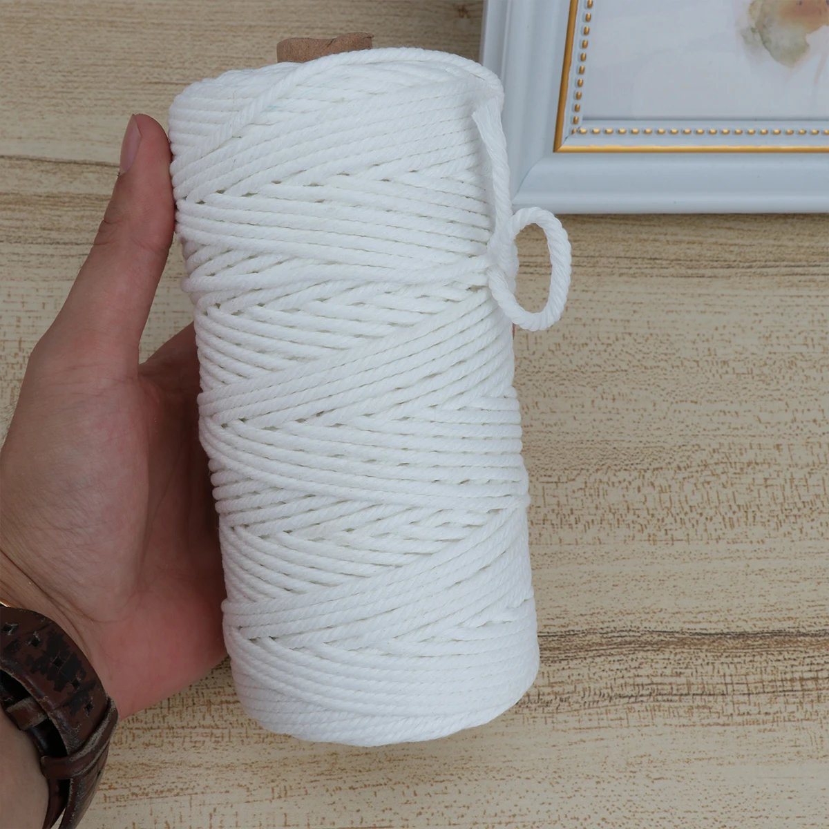 

100M 3Mm Natural Cotton Rope Unbleached for Craft Making Braided Tread DIY Wall Hanging Plant Hanger Stringing Lacing Cord