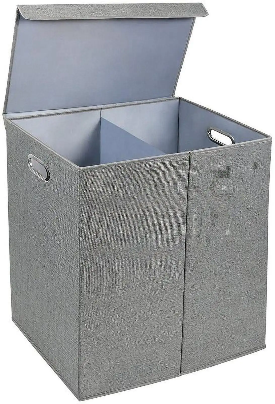 Greenco Nonwoven Foldable Double Laundry Hamper with Divider, Gray