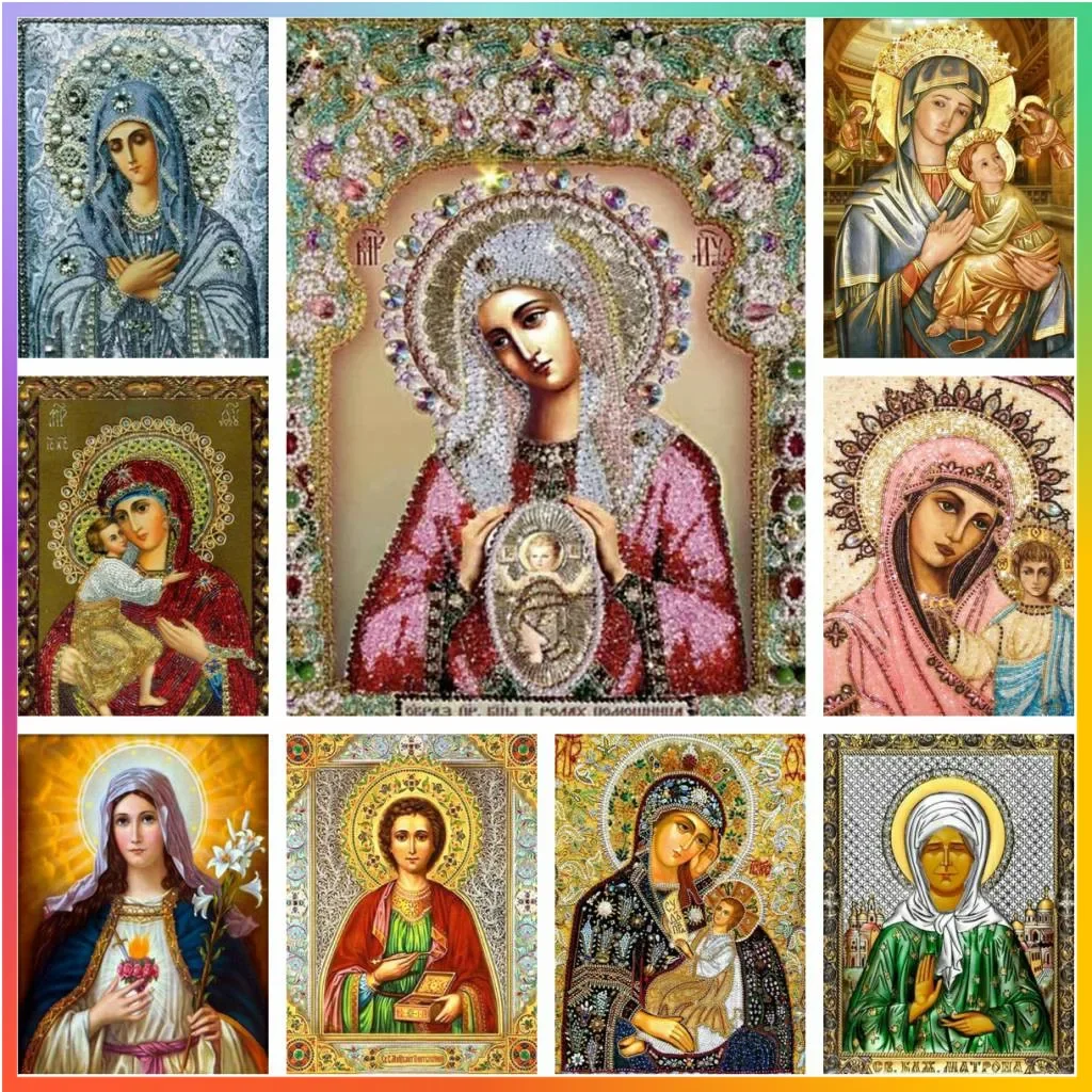 

Sz26The StuddedReligion Mary The Virgin Needlework Icon New Collection 5d Diamond Painting Stitch Mosaic Art Hobby Big Size New