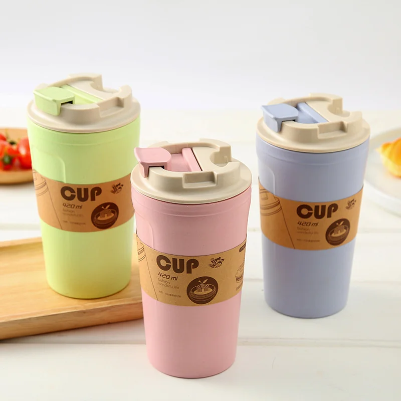 Simple and portable milk tea cup, bamboo fiber coffee cup lock buckle, portable cup, advertising water cup