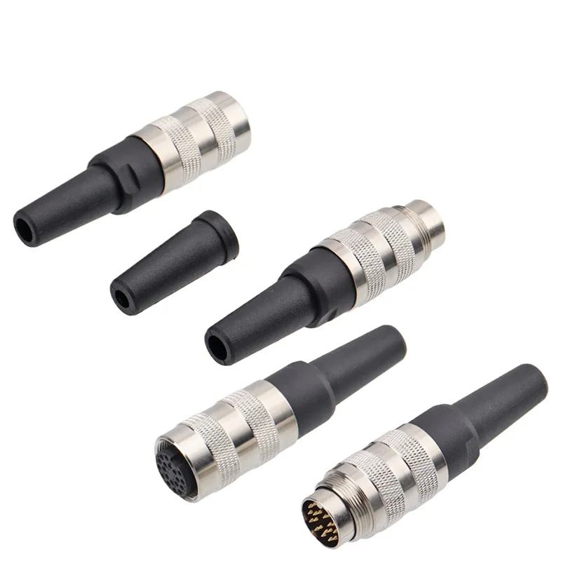 Sensor Connector M16 IP67 Waterproof Male and Female Plug 2-24 Pin Brass Contacts Solder Metal Assembled Connectors